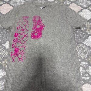 Urban Outfitters Grey Soft, Comfortable knitted t-shirt with a print Cotton M